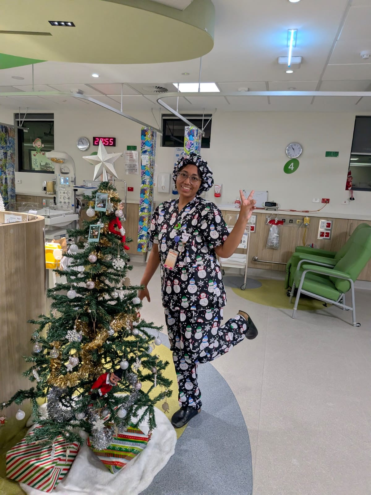 Christmas scrub black snow man