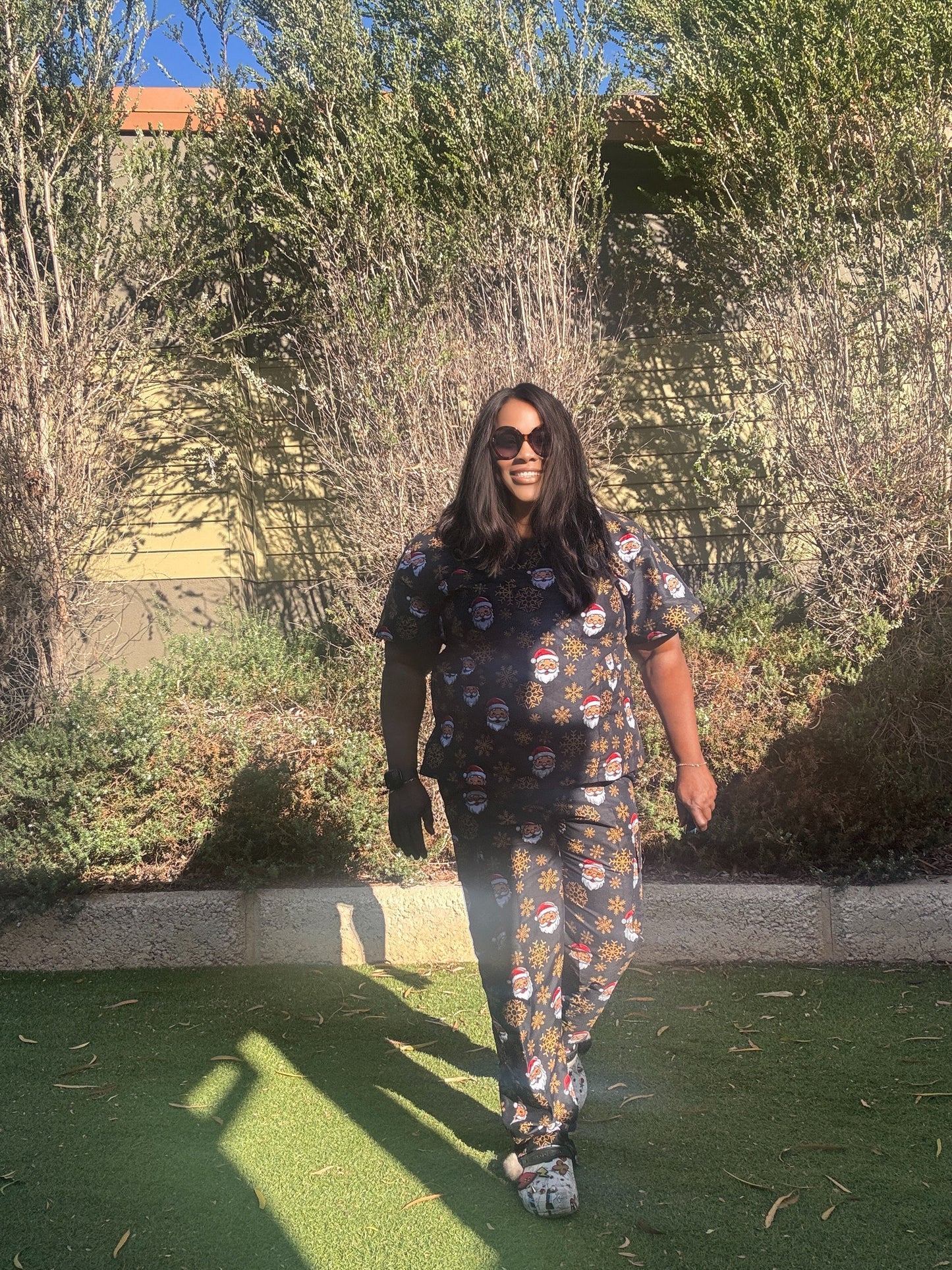 Christmas scrub Santa Black