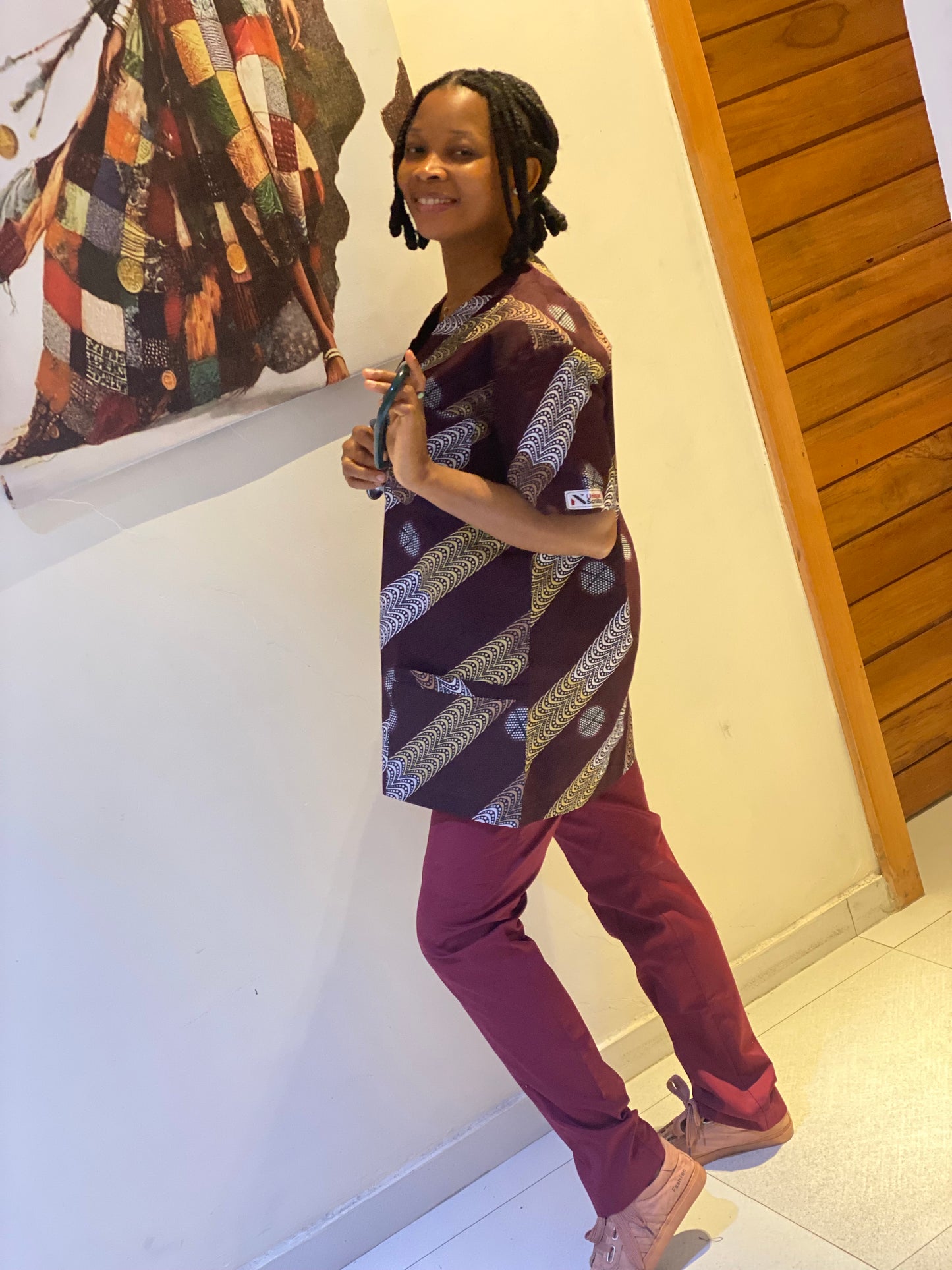 Brown Wire Scrub Top