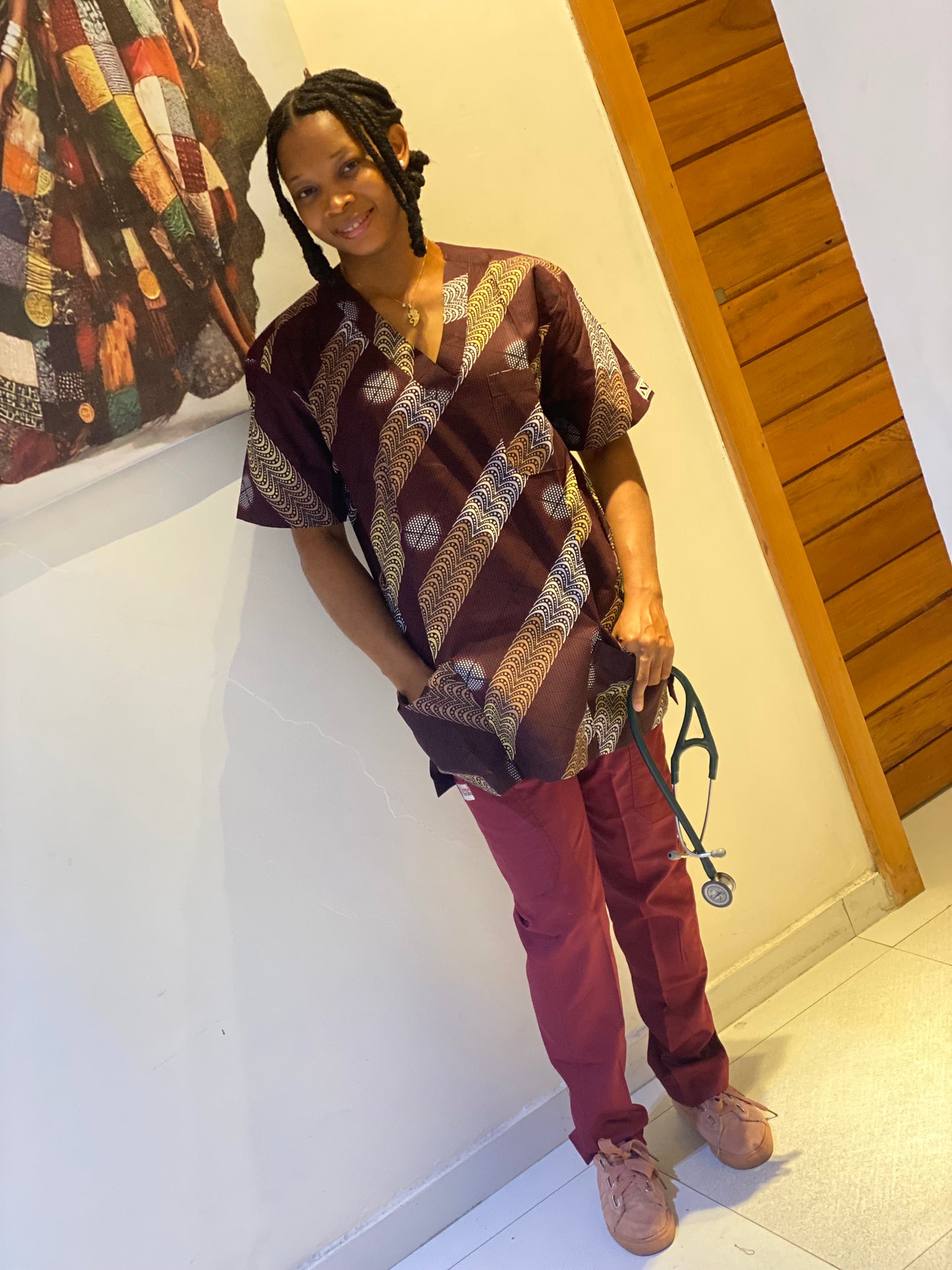 Brown Wire Scrub Top