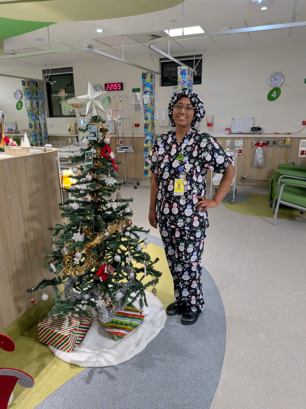 Christmas scrub black snow man