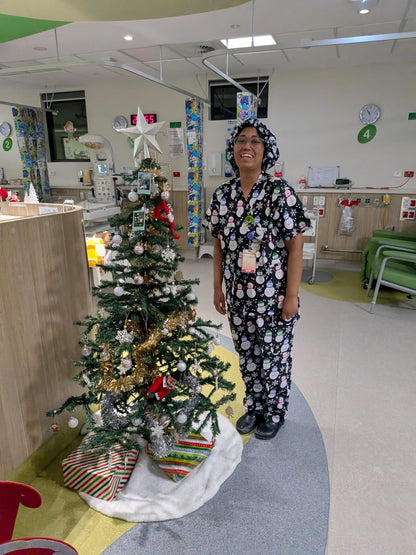 Christmas scrub black snow man