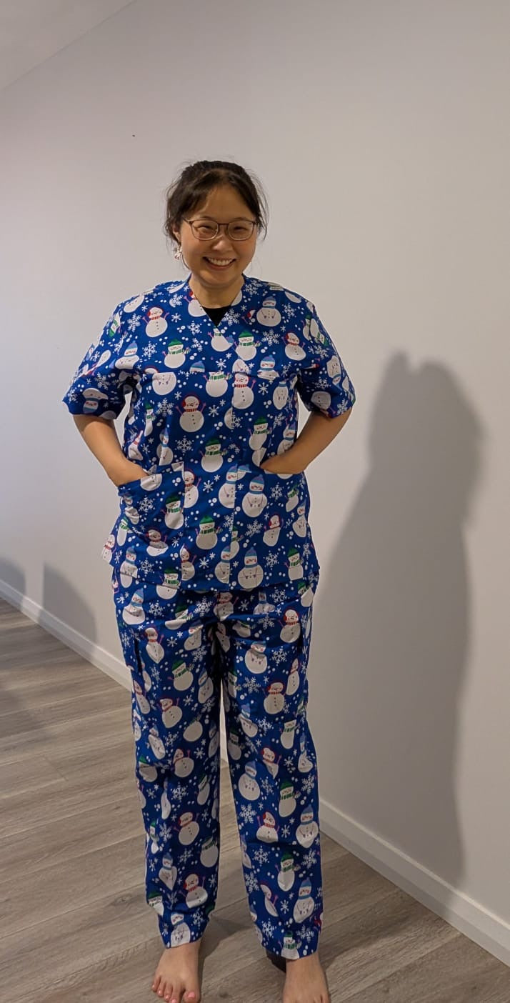 Christmas scrub black snow man