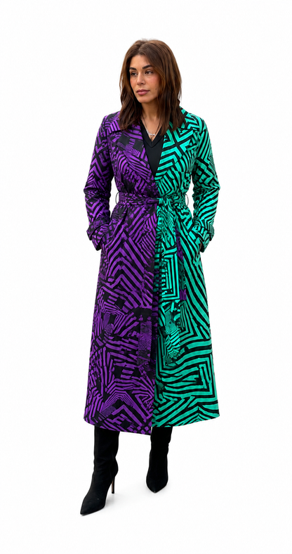 Green/Purple two tone Trench Coat