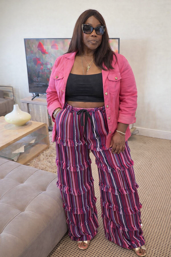 Pink multicoloured Aso oke cargo pants