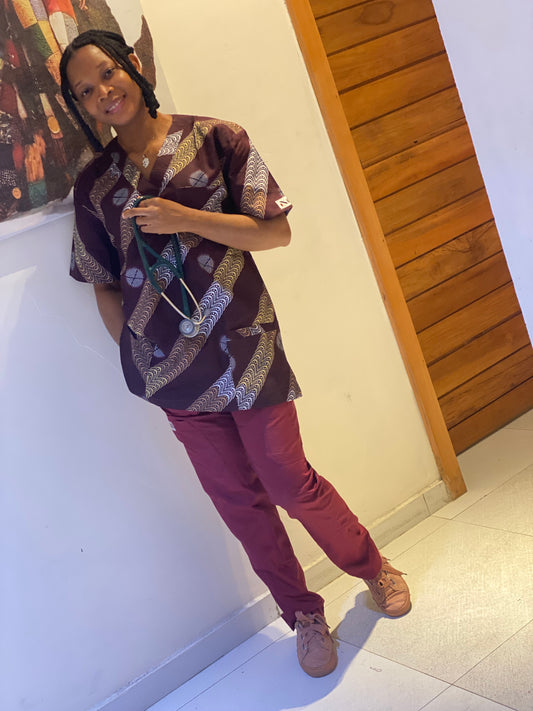Brown Wire Scrub Top