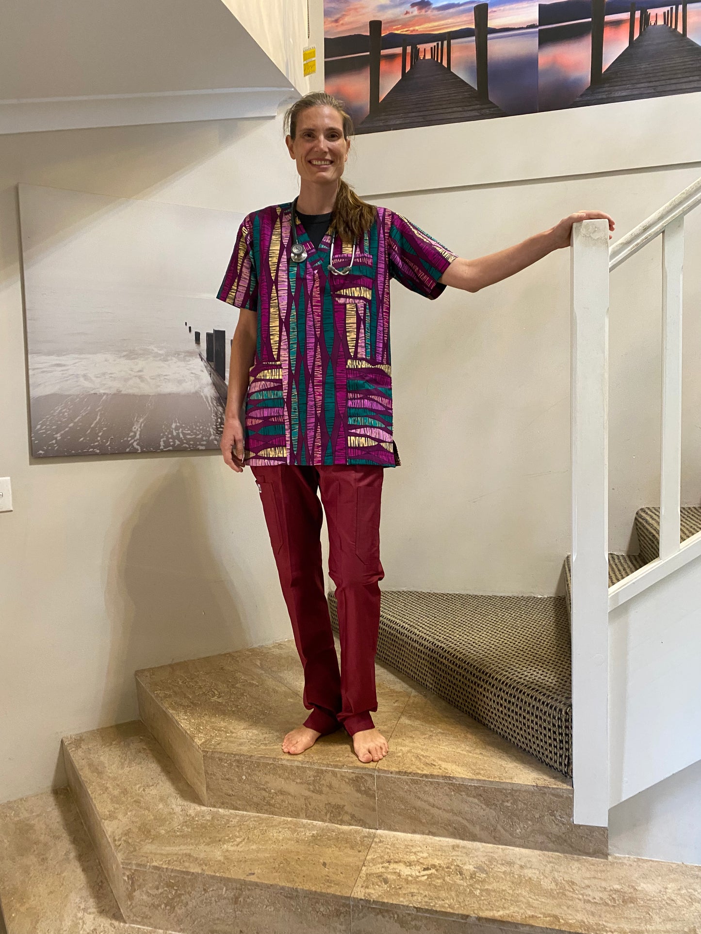 Wine Emerald  Scrub Top