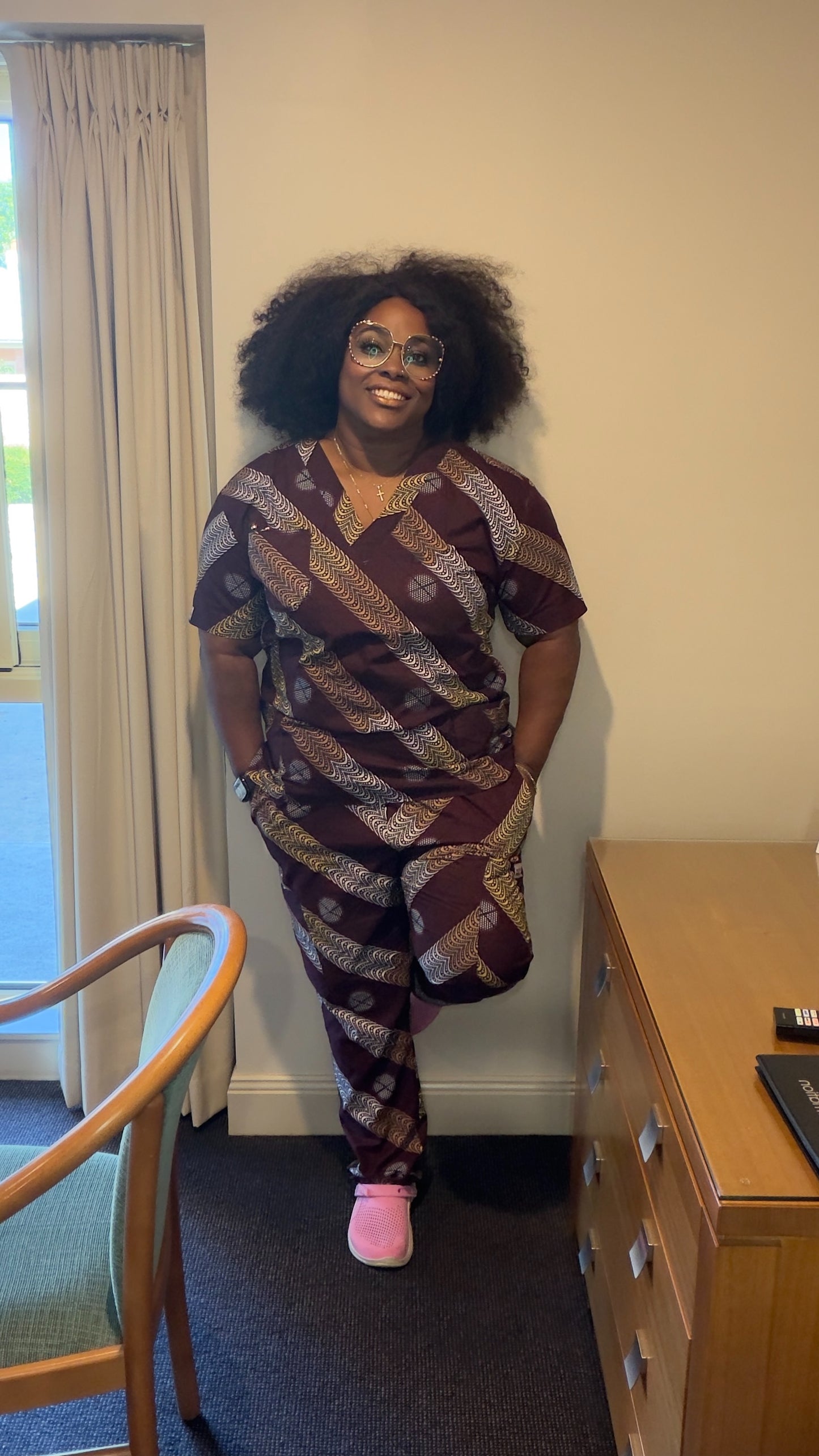 Brown wired scrubs