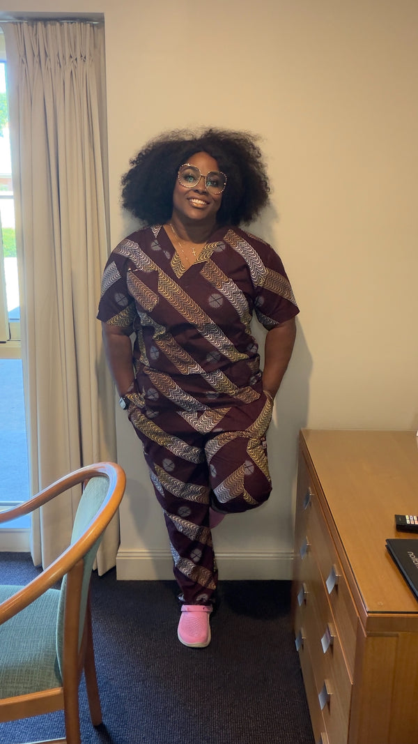 Brown wired scrubs