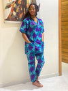 Purple Teal Leaf Scrubs